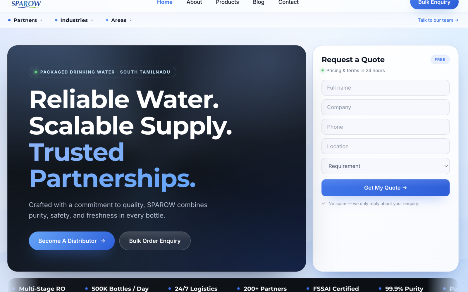 SPAROW website preview