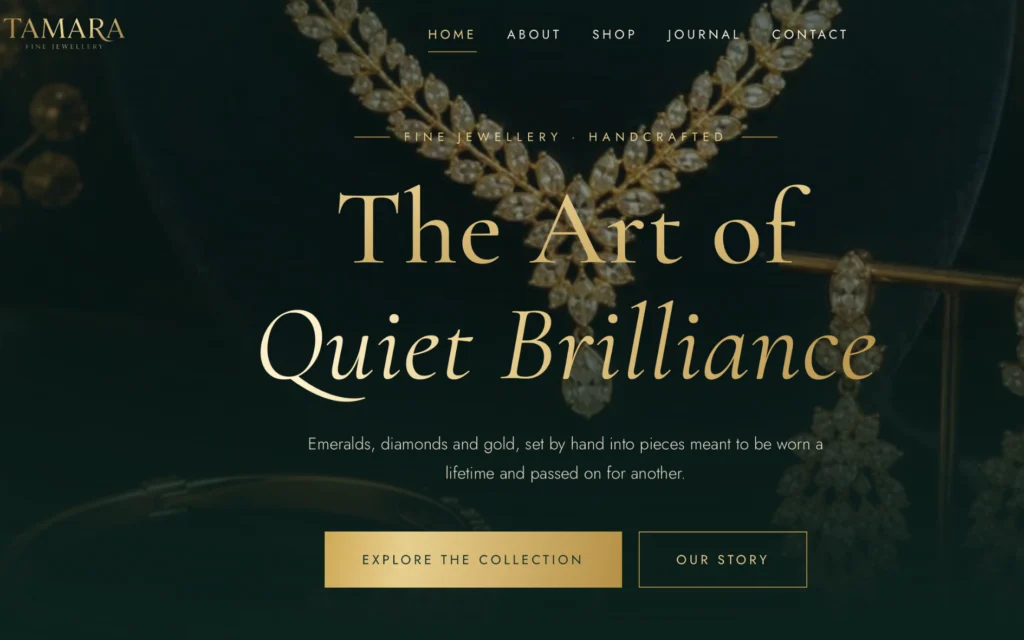 Tamara Fine Jewellery website on a laptop