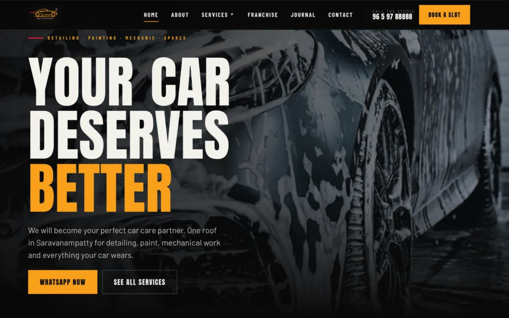 D-Plus Car Care website on a laptop
