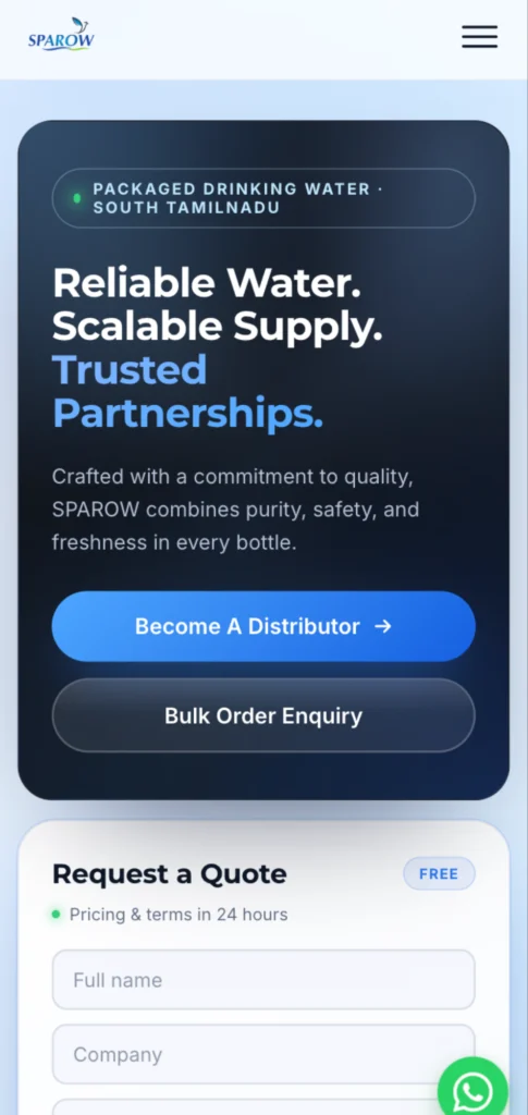 Sparow website on a phone