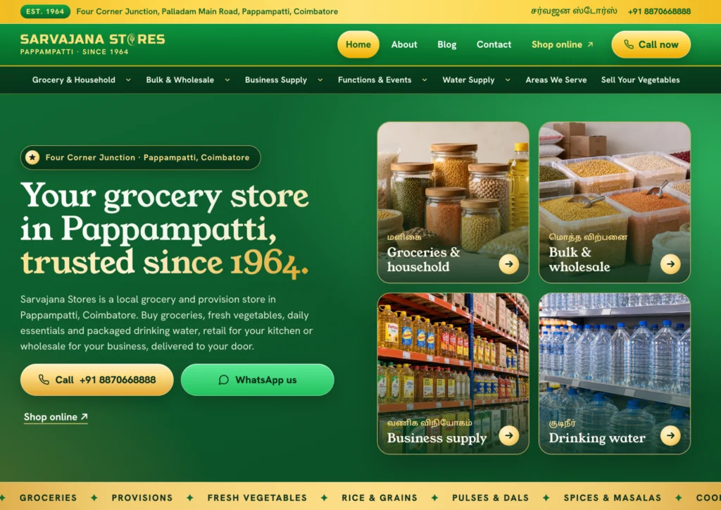 modern website design for agrocery shop